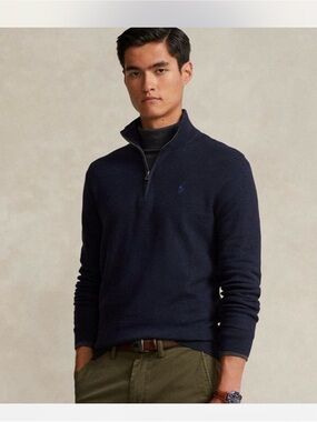 Ralph Lauren Navy Half-Zip Polo Sweater